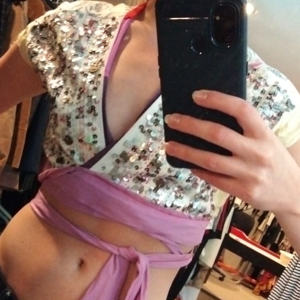 Common Threads Sequined Wrap around Top - Picture 2 of 2